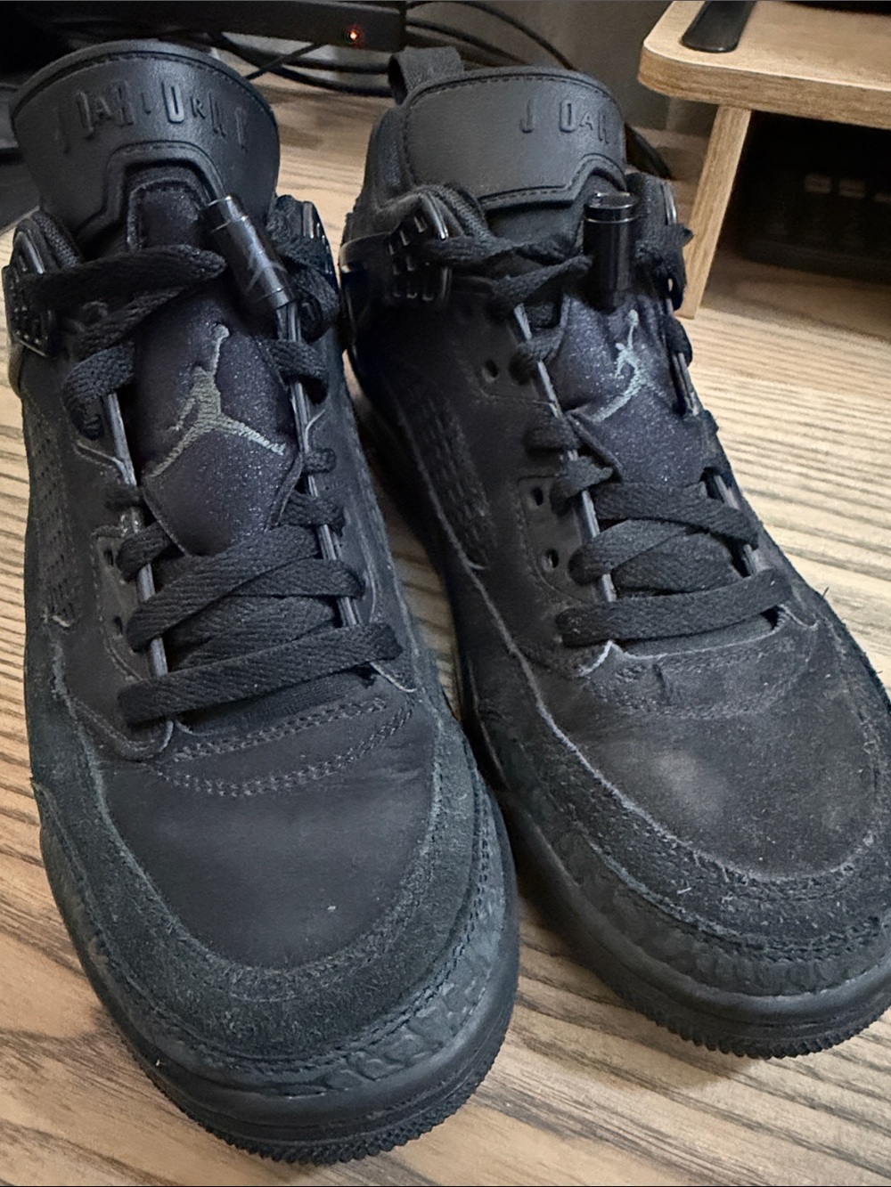 Jordan All-Black Suede & Leather Low-Top Sneakers